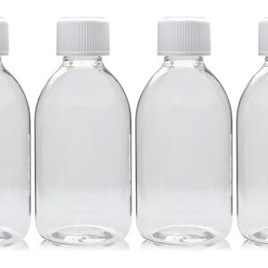 white spiral cap empty plastic bottles 4 bottles x 250 ml clear recyclable 79.2